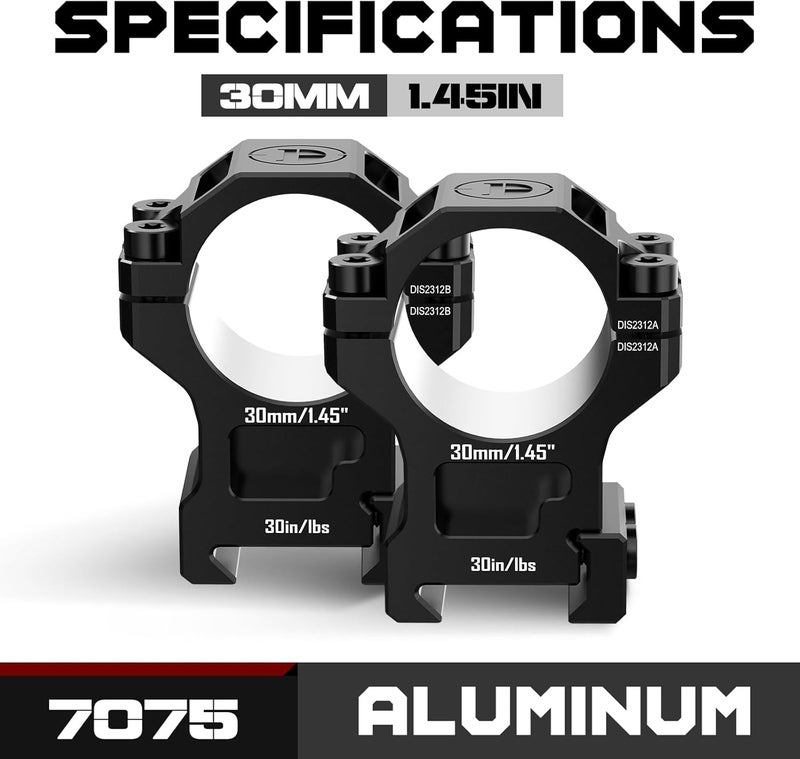DISCOVERYOPT Store 7075 Series Aluminum 30mm 34mm 1 inch Scope Rings, High Precision Pre-lapped Picatinny Scope Rings, Medium/High/Low Profile Scope Mount for Picatinny Rail - Image 5